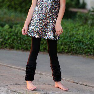 ❤️ NEW 4 7 Girls Hannah Banana Black Stylish Fall Legwarmer leggings School ❤️